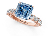 Rose gold Fancy Blue Asscher  Diamond Pavé Band Solitaire with Four-Prong Setting_55