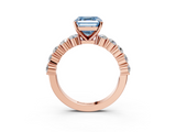 Rose gold Fancy Blue Asscher  Diamond Pavé Band Solitaire with Four-Prong Setting_57