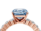 Rose gold Fancy Blue Asscher  Diamond Pavé Band Solitaire with Four-Prong Setting_58