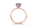 Rose gold Fancy Blue Asscher  Diamond Pavé Band with Six-Prong Setting_18