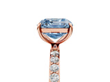 Rose gold Fancy Blue Asscher  Diamond Pavé Band with Six-Prong Setting_20