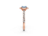 Rose gold Fancy Blue Asscher  Diamond Pave Band with Floral Prong Setting_29