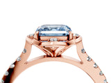 Rose gold Fancy Blue Asscher  Diamond Pave Band with Floral Prong Setting_31