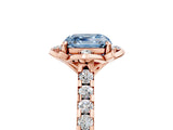 Rose gold Fancy Blue Asscher  Diamond Pave Band with Floral Prong Setting_32