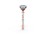 Rose gold Fancy Blue Asscher  Diamond Prong Set Engagement Ring with Pave Band_18