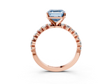 Rose gold Fancy Blue Asscher  Diamond Prong Set Engagement Ring with Pave Band_19