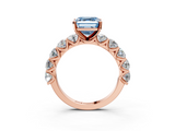 Rose gold Fancy Blue Asscher  Diamond Prong Setting with Side Stones on a Pave Band_3