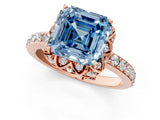 Rose gold Fancy Blue Asscher  Diamond Solitaire Ring with Shared Prong Pavé Band_16