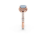 Rose gold Fancy Blue Asscher  Diamond Solitaire Ring with Shared Prong Pavé Band_17