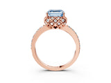 Rose gold Fancy Blue Asscher  Diamond Solitaire Ring with Shared Prong Pavé Band_18