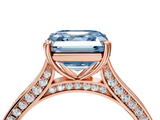 Rose gold Fancy Blue Asscher  Diamond Solitaire with Pave Band and Six-Prong Setting_58