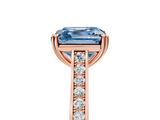 Rose gold Fancy Blue Asscher  Diamond Solitaire with Pave Band and Six-Prong Setting_59
