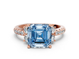 Rose gold Fancy Blue Asscher  Diamond Three-Stone Pave Band with Four-Prong Setting_16