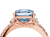 Rose gold Fancy Blue Asscher  Diamond Three-Stone Pave Band with Four-Prong Setting_20