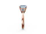 Rose gold Fancy Blue Asscher  Diamond Three-Stone Ring with Trapezoid Side Stones and Prong Setting_53