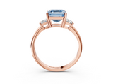 Rose gold Fancy Blue Asscher  Diamond Three-Stone Ring with Trapezoid Side Stones and Prong Setting_54