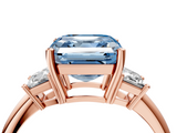 Rose gold Fancy Blue Asscher  Diamond Three-Stone Ring with Trapezoid Side Stones and Prong Setting_55
