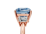 Rose gold Fancy Blue Asscher  Diamond Three-Stone Ring with Trapezoid Side Stones and Prong Setting_56