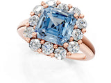 Rose gold Fancy Blue Asscher  Halo Cluster Diamond Engagement Ring with Prong Setting and Polished Band_21
