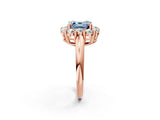 Rose gold Fancy Blue Asscher  Halo Cluster Diamond Engagement Ring with Prong Setting and Polished Band_22