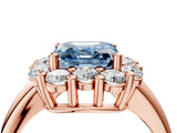 Rose gold Fancy Blue Asscher  Halo Cluster Diamond Engagement Ring with Prong Setting and Polished Band_24