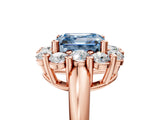 Rose gold Fancy Blue Asscher  Halo Cluster Diamond Engagement Ring with Prong Setting and Polished Band_25