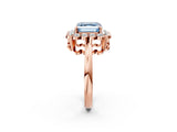 Rose gold Fancy Blue Asscher  Halo Cluster Diamond Engagement Ring with Solitaire Band and Prong Setting_26