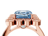Rose gold Fancy Blue Asscher  Halo Diamond Cluster Engagement Ring with Milgrain Bezel Setting and Solitaire Band_31