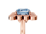 Rose gold Fancy Blue Asscher  Halo Diamond Cluster Engagement Ring with Milgrain Bezel Setting and Solitaire Band_32
