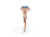 Rose gold Fancy Blue Asscher  Halo Diamond Engagement Ring with Filigree Band and Four-Prong Setting_71