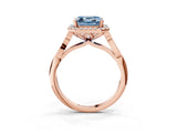 Rose gold Fancy Blue Asscher  Halo Diamond Engagement Ring with Filigree Band and Four-Prong Setting_72