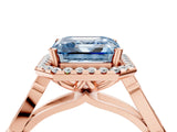 Rose gold Fancy Blue Asscher  Halo Diamond Engagement Ring with Filigree Band and Four-Prong Setting_73