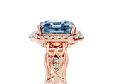 Rose gold Fancy Blue Asscher  Halo Diamond Engagement Ring with Filigree Band and Four-Prong Setting_74