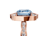 Rose gold Fancy Blue Asscher  Halo Diamond Engagement Ring with Milgrain Band and Four-Prong Setting_34