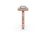 Rose gold Fancy Blue Asscher  Halo Diamond Engagement Ring with Milgrain Pave Band and Four-Prong Setting_77