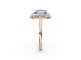 Rose gold Fancy Blue Asscher  Halo Diamond Engagement Ring with Solitaire Band and Four-Prong Setting_19