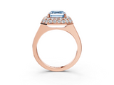 Rose gold Fancy Blue Asscher  Halo Diamond Engagement Ring with Solitaire Band and Four-Prong Setting_20