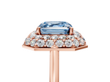 Rose gold Fancy Blue Asscher  Halo Diamond Engagement Ring with Solitaire Band and Four-Prong Setting_22
