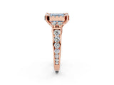 Rose gold Fancy Blue Asscher  Halo Diamond Engagement Ring with Split Shank and Four-Prong Setting 2