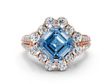 Rose gold Fancy Blue Asscher  Halo Diamond Engagement Ring with Split Shank and Prong Setting_47