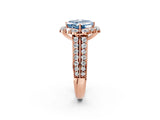 Rose gold Fancy Blue Asscher  Halo Diamond Engagement Ring with Split Shank and Prong Setting_49