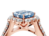 Rose gold Fancy Blue Asscher  Halo Diamond Engagement Ring with Split Shank and Prong Setting_51