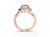 Rose gold Fancy Blue Asscher  Halo Diamond Engagement Ring with Twisted Band and Four-Prong Setting 3