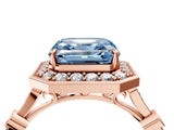 Rose gold Fancy Blue Asscher  Halo Diamond Engagement Ring with Twisted Band and Four-Prong Setting 4