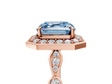Rose gold Fancy Blue Asscher  Halo Diamond Engagement Ring with Twisted Band and Four-Prong Setting 5