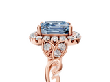 Rose gold Fancy Blue Asscher  Halo Diamond Engagement Ring with Vintage-Inspired Band and Four-Prong Setting_8