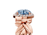 Rose gold Fancy Blue Asscher  Halo Diamond Floral Band with Four-Prong Setting_40