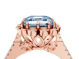 Rose gold Fancy Blue Asscher  Halo Diamond Floral Split Shank Engagement Ring 5
