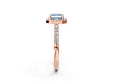 Rose gold Fancy Blue Asscher  Halo Diamond Pavé Solitaire Ring_83