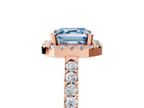 Rose gold Fancy Blue Asscher  Halo Diamond Pavé Solitaire Ring_86